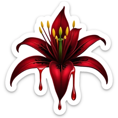 Black lily with blood drips sticker