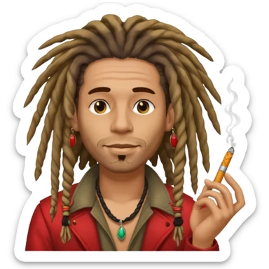 Musician with dreadlocks and ciga sticker