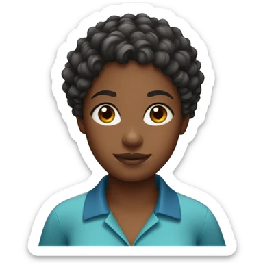 Black girl with short curly hair wearing a polo shirt sticker