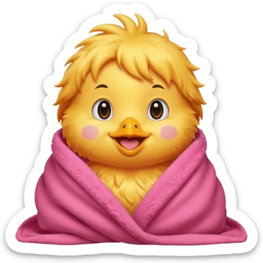 happy smile red chicks in pink blanket sticker