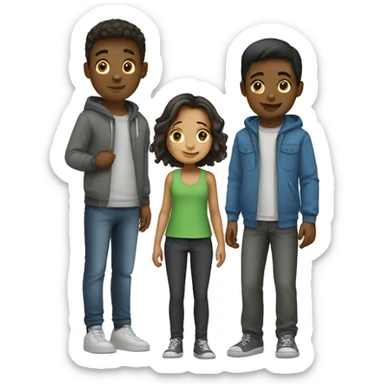 girl with boys in casual outfit sticker
