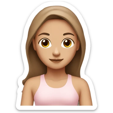 tan white yoga girl with brown hair light pink clothes  sticker
