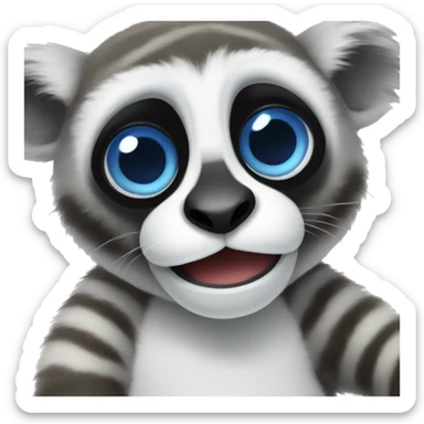 big eyed happy lemur wearing blue slippers sticker