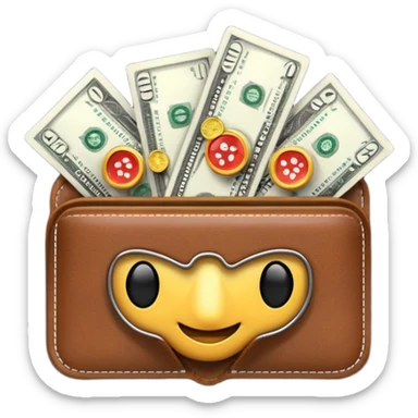 Aviator money emoji, wallet full of cash, casino vibe, premium 3D emoji style, clean, no background
 sticker