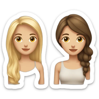 Fille blonde et fille brune qui se tienne la main sticker