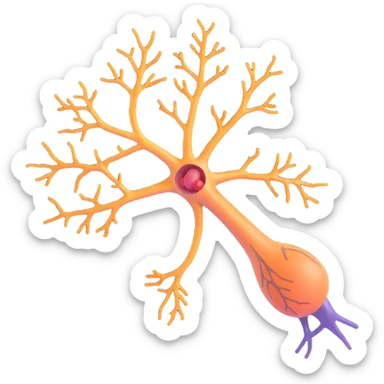 medical illustration of a neuron with its myelin sheath breaking down, detailed, clear anatomy sticker
