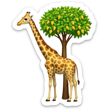 giraffe eating leaves from a tree sticker
