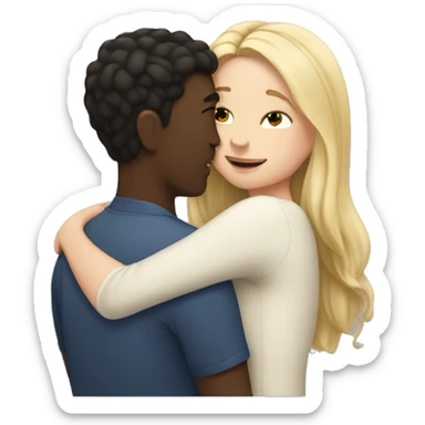 white girl with dark hairhugging light skin guy sticker