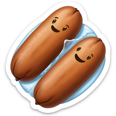 three brown beans not on a step and cover them in a layer of ice not with cubes on it  sticker