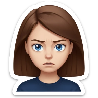 fille cheveux lisse brune yeux bleu pull noir qui regarde mal sticker