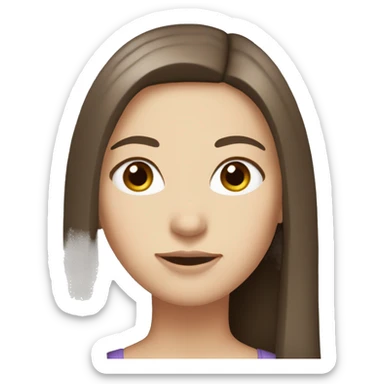 brown hair brown eyes long straight hair white skin woman sticker