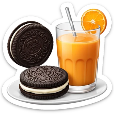 double stuffed Oreos with a glass of orange juice sticker