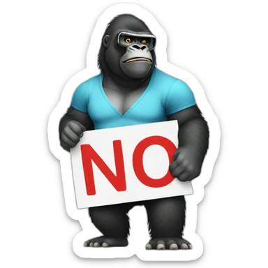 Gorilla holding a sign saying No you Nerd sticker