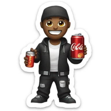 dj in a halloween costume holding a can of cola sticker