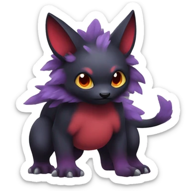 Cute cool dark black red purple animal hybrid Fakemon full body sticker