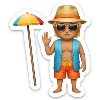 full body Trump standing in beach outfit sticker
