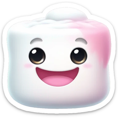 Kawaii  marshmallow with big cute eyes and smile, white and pink colors sticker