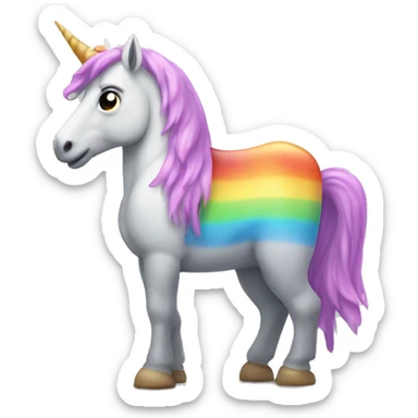 Cheese block with hooves, like a rocky mountain horse, with a rainbow unicorn tail. sticker
