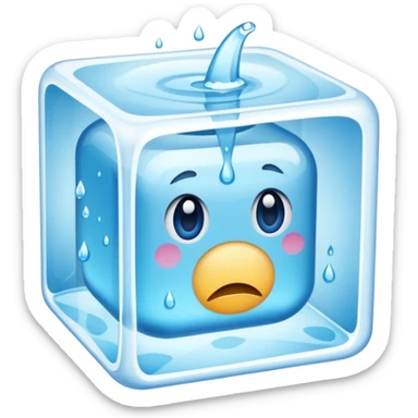 Quero que, com base nos emojis da apple, crie um emoji de um cubo de gelo derretendo sticker