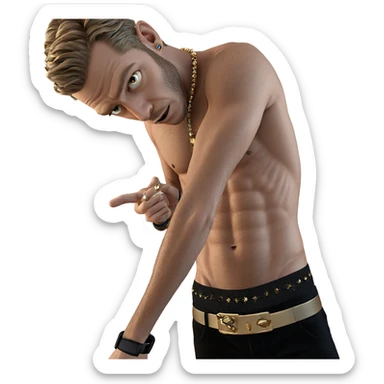 bare and adorned male portrait sticker