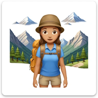 girl back packing mountains background  sticker