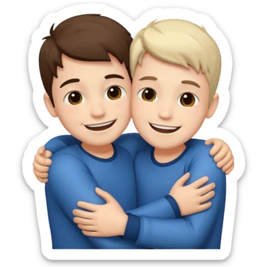 Two boy friends hug white  sticker