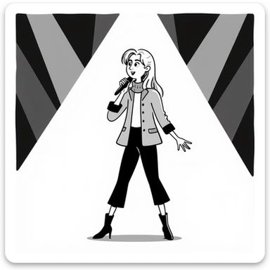 Sabrina Carpenter performing on Short n' Sweet tour, blonde hair, chic outfit sticker