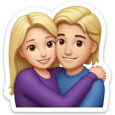 couple hug with warm smiles sticker