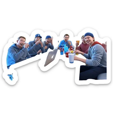 boys enjoying drinks indoors sticker