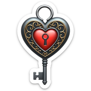 heart with black gothic key sticker