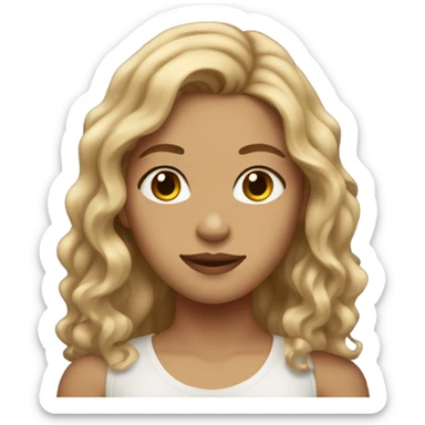 girl with dirty blonde wavy hair and brown eyes sticker