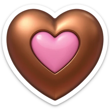 bronze heart with one pink mini heart inside of it  sticker