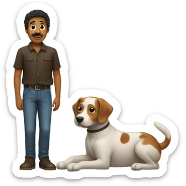 a human with a dog tail sticker