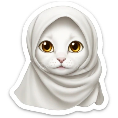 White ragdoll cat wearing hijab headscarf  sticker
