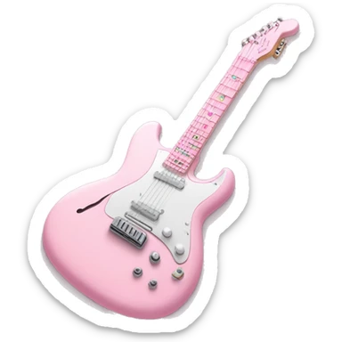 Pastel Pink Guitar "A pastel pink electric guitar with glowing strings, sparkling accents, and tiny hearts and stars floating around as it strums." sticker