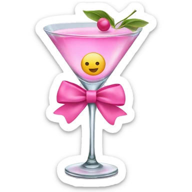 Martini glass with pink bow  sticker