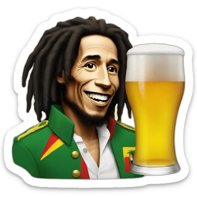 Bob Marley with Macron for the beer sticker
