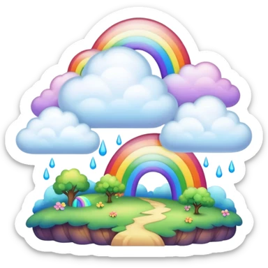 rainbow clouds fairy landscape  sticker