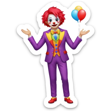 Clown – Bright makeup, red nose, colorful wig, exaggerated smile, full body sticker