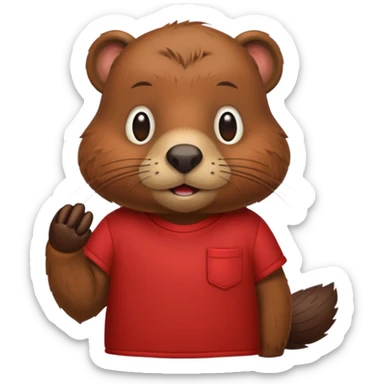 Beaver in a red shirt indoors sticker