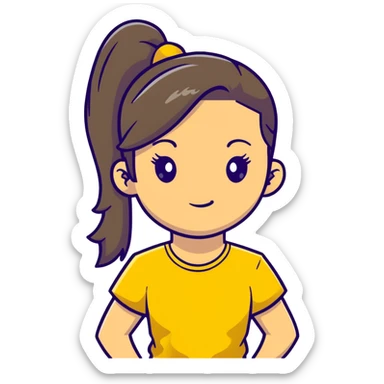 girl avatar with ponytail and yellow t-shirt sticker