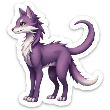 Kawaii dark edgy fantasy pastel ethereal feline-vernid-sergal-fursona animal creature with a tufted tail full body sticker