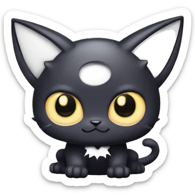 Cute edgy cool kawaii vampiric dark cat-vernid-Fakémon-Digimon with bat-wings as ears sticker