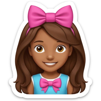 Chica morena, pelo largo castaño y un lazo en la cabeza sticker