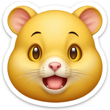Standard emoji smiley with mouth full of food, cheeks blown up like a hamster, wide-open eyes sticker