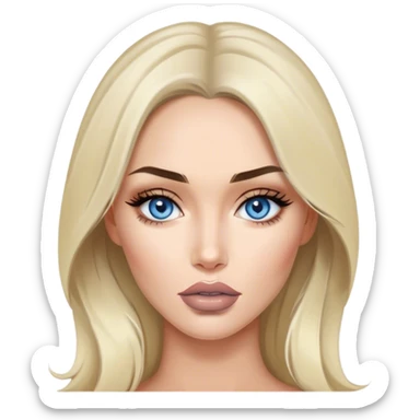 A blonde grey highlights Megan fox with blue grey eyes and nude lipstick on sticker