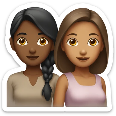 brown girl and asian girl sticker