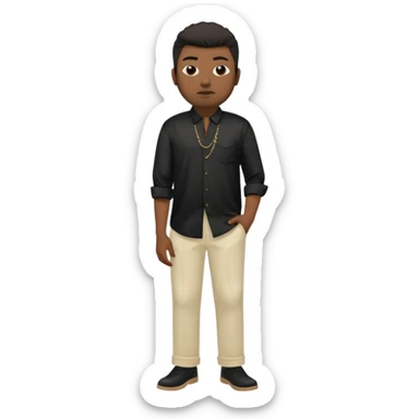 Chino Moreno with black silk shirt, cream loose pants sticker