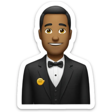 taxi driver in tuxedo with cj face sticker