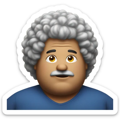 Fat man with fluffy hair sticker